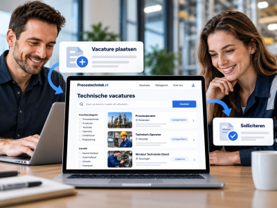 Recruiter plaatst een technische vacature op een online vacaturebank.